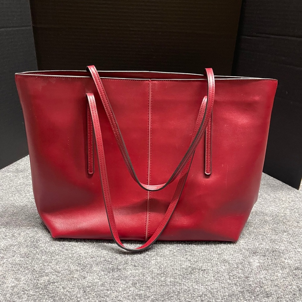 Obosoyo Women Red Tote Bag Zip Top Shoulder Bag Minimalist Work Bag - Picture 2 of 13